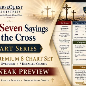 Premium VerseQuest thumbnail for The Seven Sayings on the Cross 8-chart KJV study set with partial chart preview.