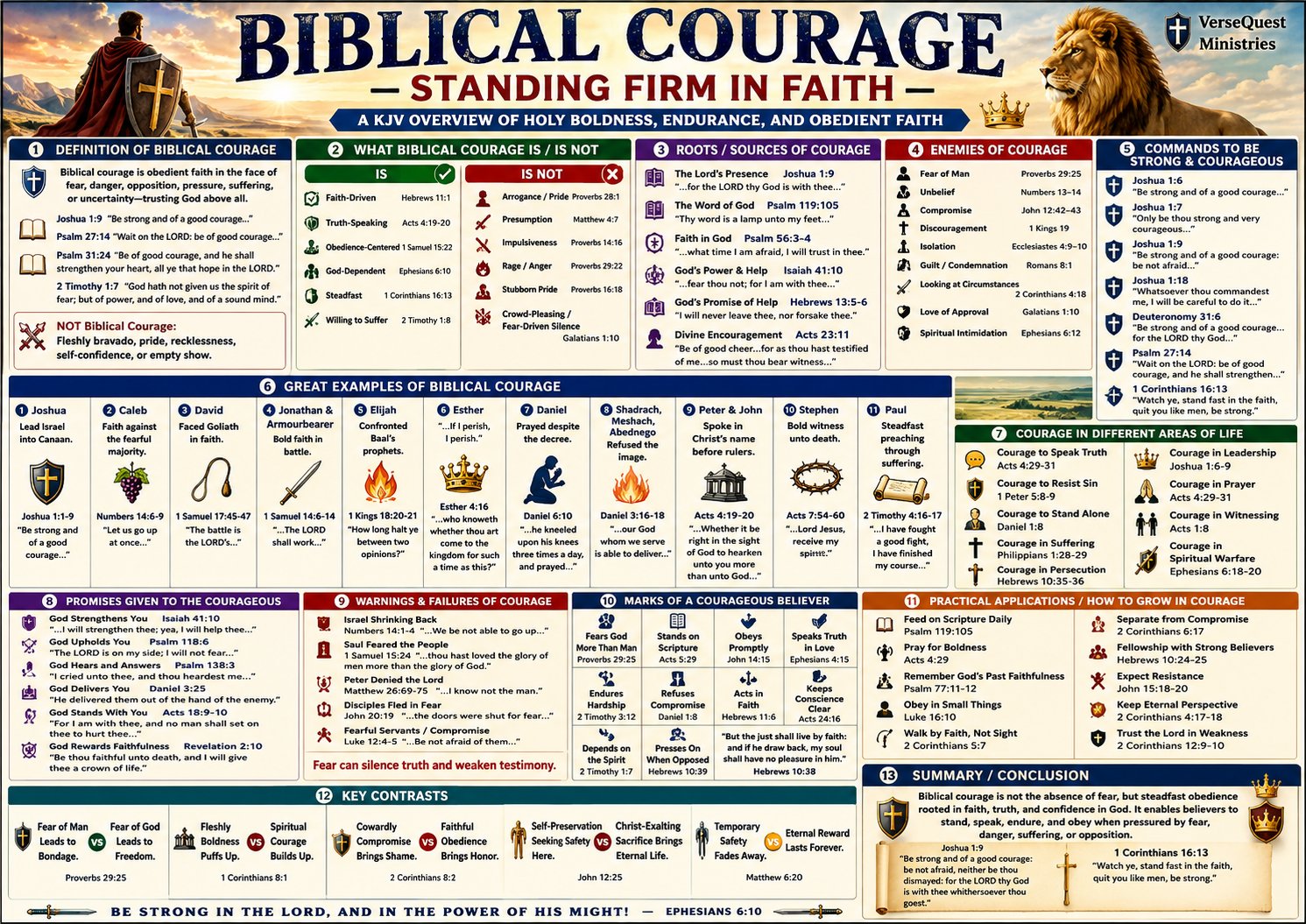 Biblical Courage Bible Study Chart – Standing Firm in Faith, Holy Boldness, and Obedient Endurance (KJV)