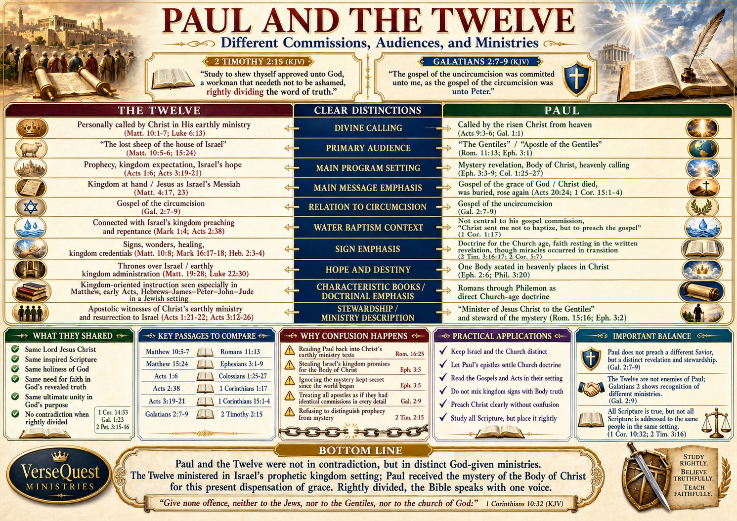 Paul and the Twelve Bible Study Chart – Different Commissions, Audiences, and Ministries (KJV)