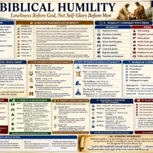 Humility versus pride Bible chart showing lowliness of mind, servant leadership, repentance, receiving correction, and dependence upon God’s grace.