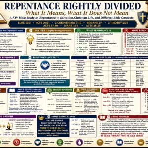 Biblical repentance Bible chart showing repentance toward God, faith toward Jesus Christ, fruits after salvation, and different scriptural settings.