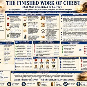 Christ’s once-for-all sacrifice Bible chart showing full payment for sin, the torn veil, blotted ordinances, victory over Satan, and eternal redemption.