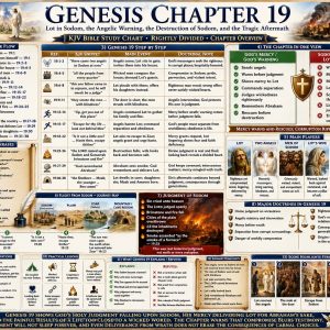 Destruction of Sodom Bible chart explaining Genesis 19, Lot’s escape, God’s warning, Lot’s wife looking back, Abraham’s intercession, and judgment.