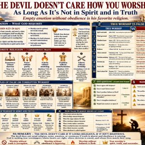 Worship in spirit and truth Bible chart showing Scripture-governed praise, holiness, obedience, reverence, false worship, and religious entertainment.