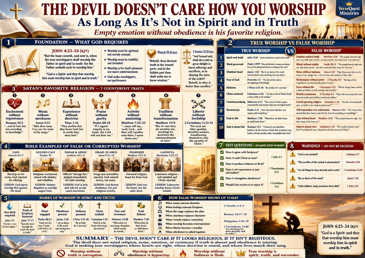 The Devil Doesn’t Care How You Worship – True Worship in Spirit and in Truth Versus False Religion (KJV Bible Study Chart)