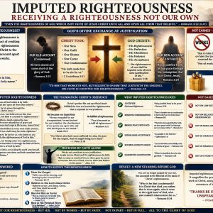 Divine exchange Bible chart showing the sinner’s guilt placed upon Christ and Christ’s righteousness credited to the believing sinner.
