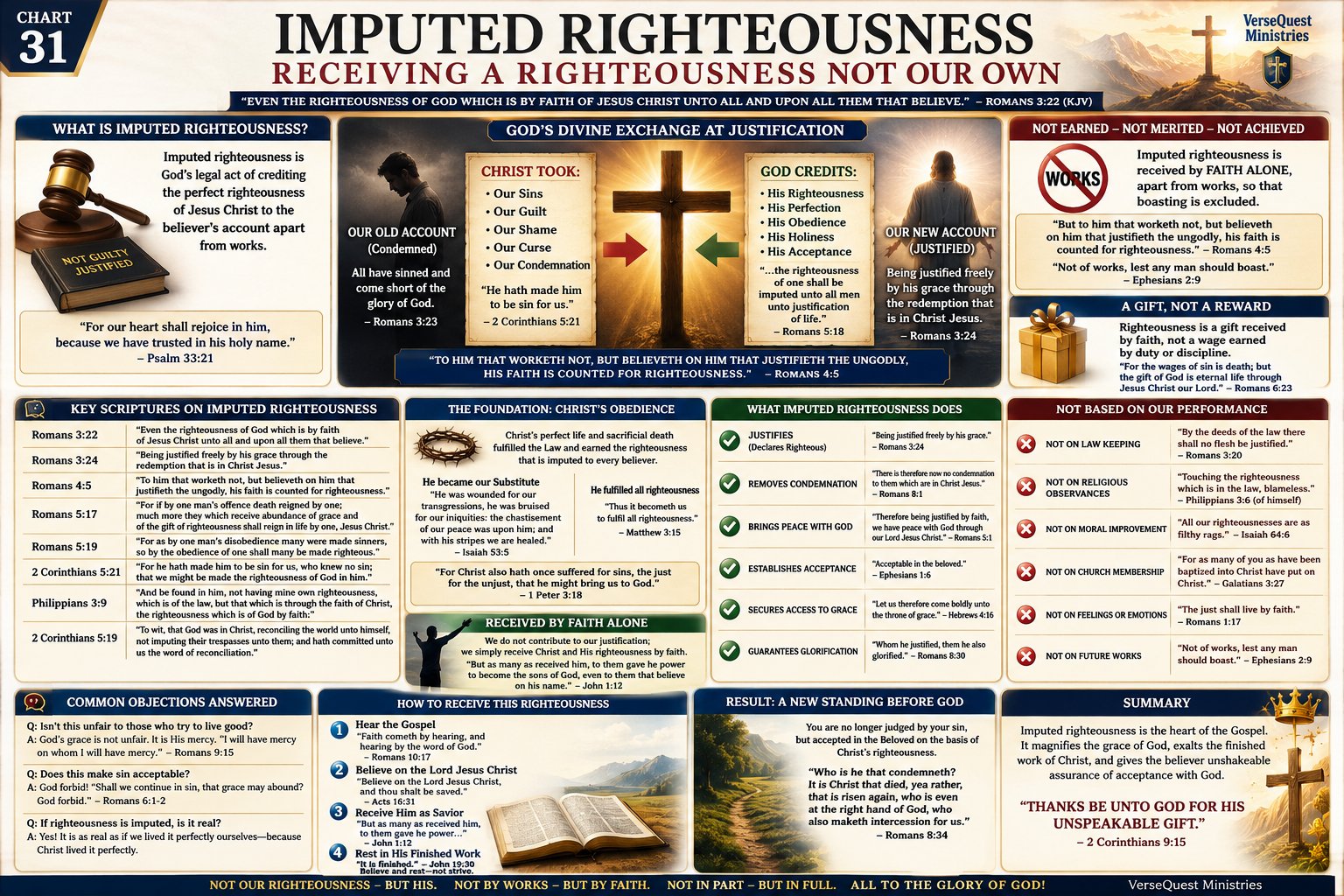Imputed Righteousness – The Righteousness of Jesus Christ Credited to the Believer by Faith Alone (KJV Bible Study Chart)