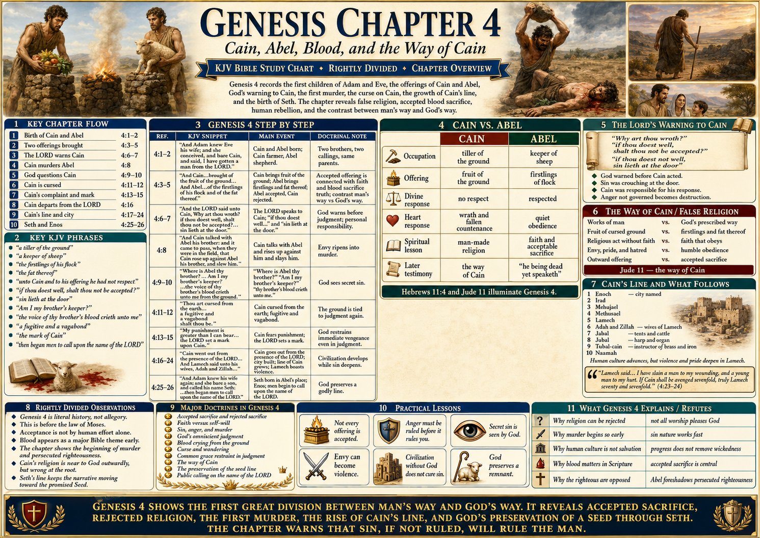 Genesis Chapter 4 Bible Study Chart – Cain, Abel, Blood, and the Way of Cain (KJV)