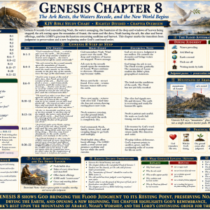 Noah after the Flood Bible chart explaining Genesis 8, the mountains of Ararat, the raven and dove, worship, and the beginning of the new world.