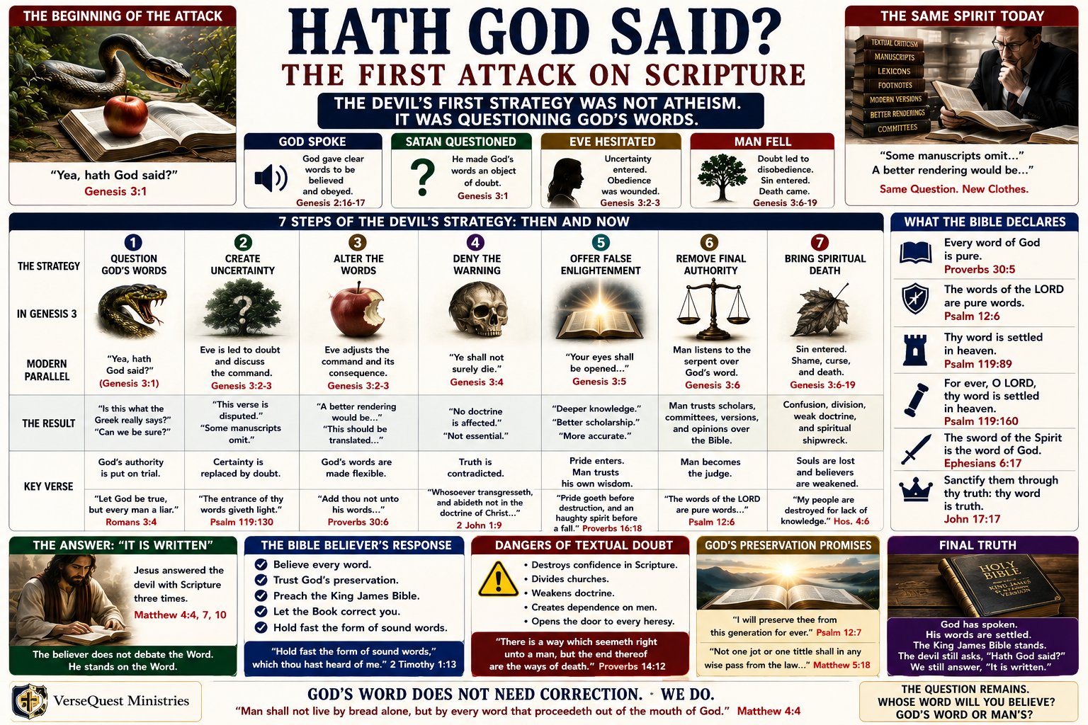 Hath God Said? Bible Study Chart – The First Attack on Scripture, Textual Doubt, and KJV Preservation