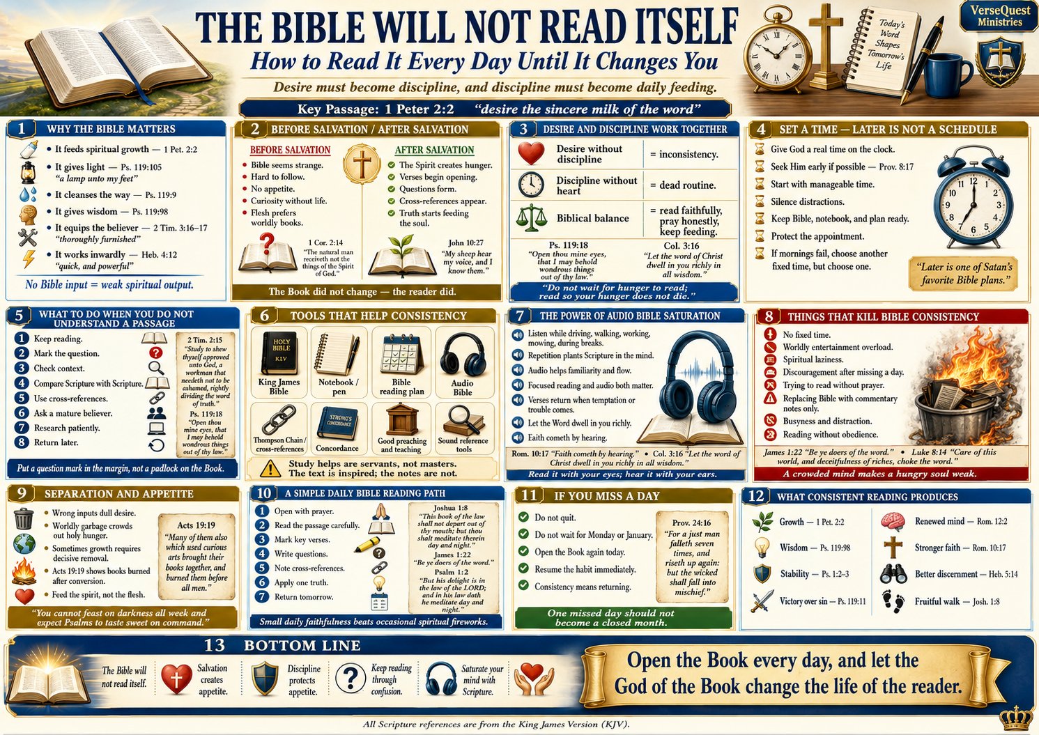 The Bible Will Not Read Itself – How to Read the Bible Every Day Bible Study Chart (KJV)
