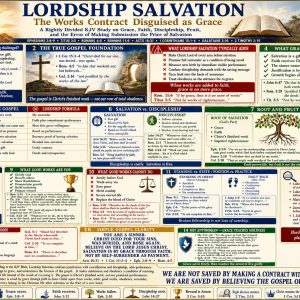 Salvation versus discipleship Bible chart showing grace, faith, Christ’s finished work, root and fruit, good works, standing, and Christian growth.