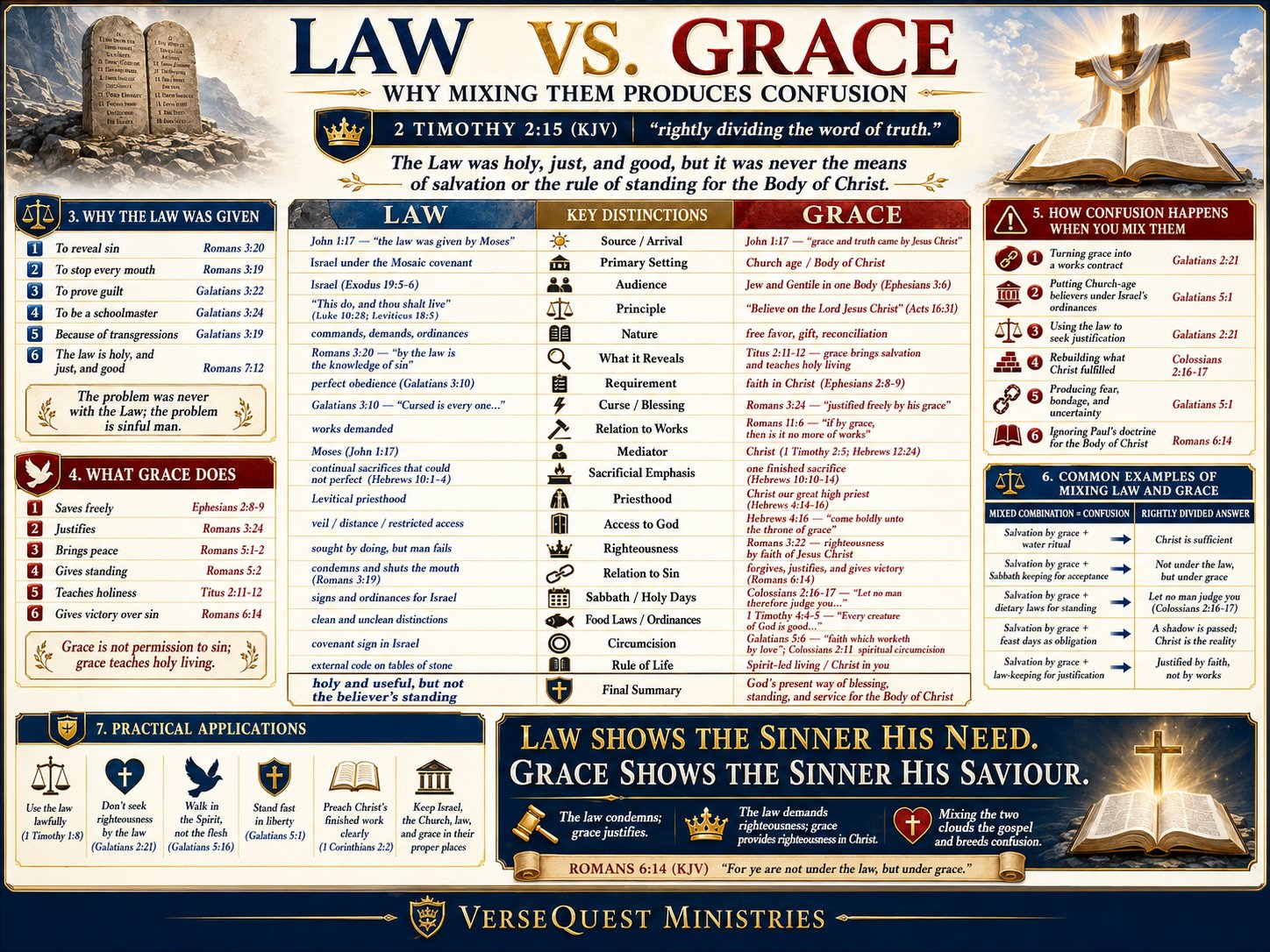 Law vs. Grace Bible Study Chart – Why Mixing Them Produces Confusion (KJV)