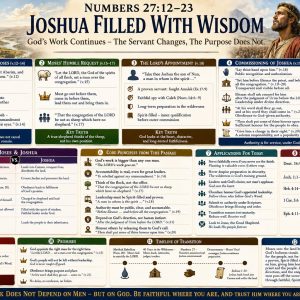 Moses and Joshua leadership transition Bible chart explaining commissioning, delegated authority, wisdom, accountability, and faithful service.