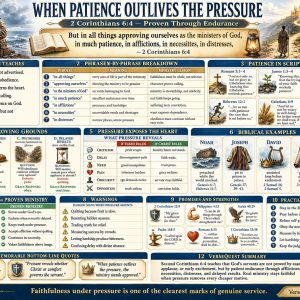 Proven through endurance Bible chart showing Noah, Joseph, David, Paul, Christ, delayed results, ministry pressure, and steadfast obedience.