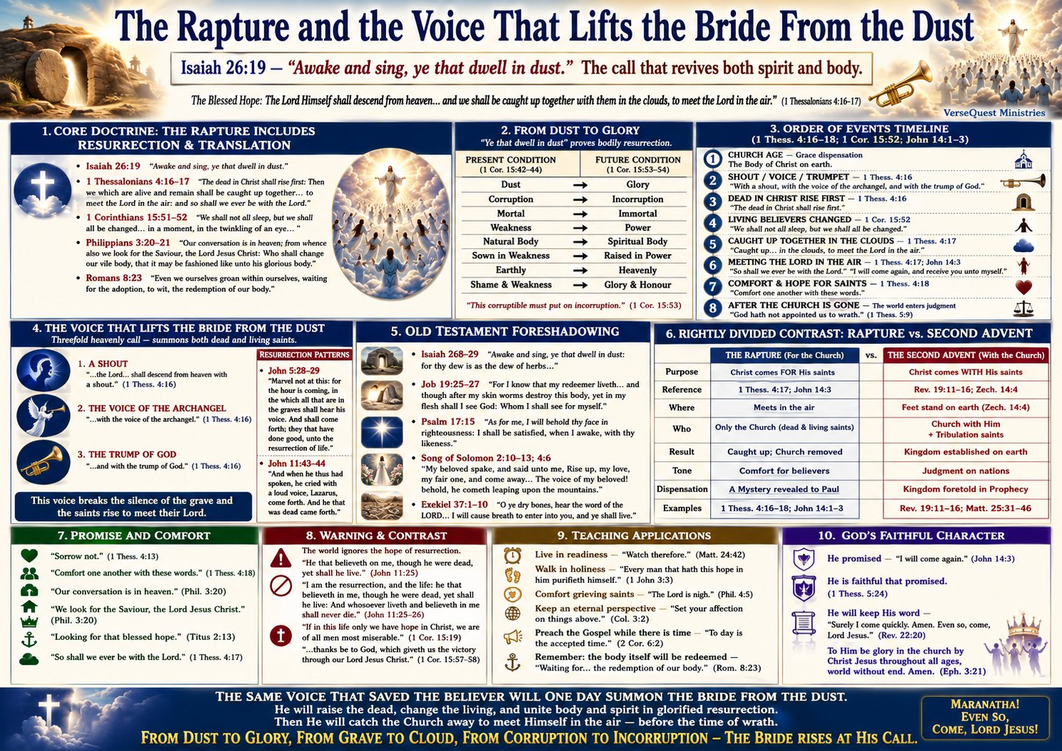The Rapture and the Voice That Lifts the Bride from the Dust – Resurrection, Translation, and the Blessed Hope (KJV Bible Study Chart)