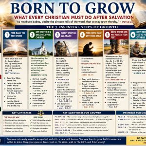 Christian growth after salvation Bible chart explaining new-believer discipleship, sound doctrine, spiritual maturity, service, assurance, and faithful endurance.