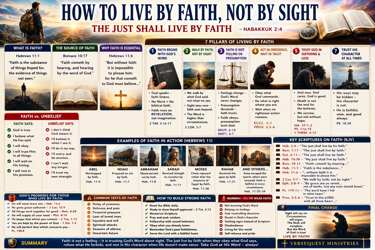 How to Live by Faith, Not by Sight – Seven Pillars of Trusting God’s Word Through Every Circumstance (KJV Bible Study Chart)