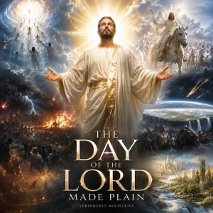 The Day of the Lord Made Plain KJV prophecy study cover showing Christ, the Rapture, judgment, Second Advent, and Millennial Kingdom.