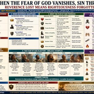 Fear of the LORD Bible chart showing wisdom, departure from evil, humility, family blessing, endurance, accountability, and Christian reverence.