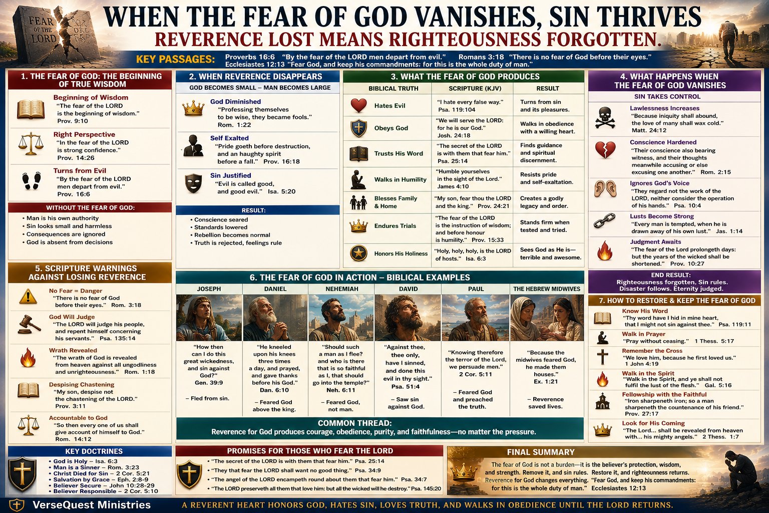 When the Fear of God Vanishes, Sin Thrives – Reverence, Wisdom, Holiness, and Obedience (KJV Bible Study Chart)