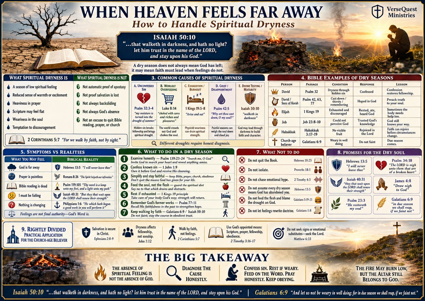 When Heaven Feels Far Away – How to Handle Spiritual Dryness and Walk by Faith (KJV Bible Study Chart)