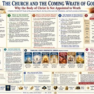 Pre-Tribulation Rapture Bible chart showing the Church Age, catching away, Judgment Seat, Tribulation wrath, Second Coming, and Kingdom reign.