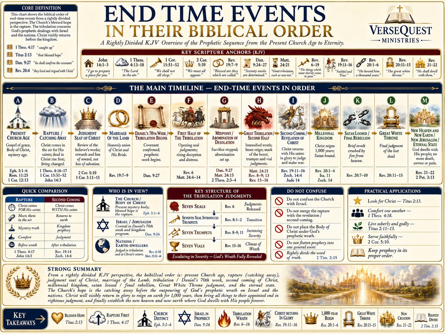 End-Time Events in Their Biblical Order – From the Present Church Age to the Rapture, Tribulation, Kingdom, Final Judgment, and Eternity (KJV Bible Study Chart)