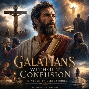 Galatians Without Confusion 175-study KJV Bible commentary featuring Paul, the cross of Christ, biblical scenes, and Galatia.
