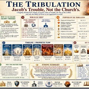 Daniel’s seventieth week Bible chart showing the Church caught away before wrath, Antichrist, the abomination, Great Tribulation, and Second Coming.