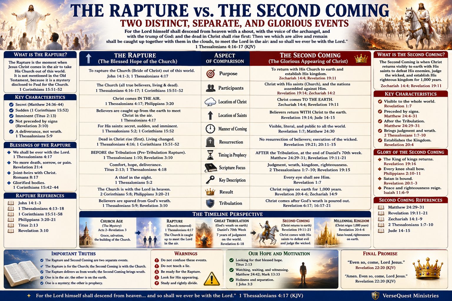 The Rapture vs. the Second Coming – Two Distinct Events in God’s Prophetic Program (KJV Bible Study Chart)