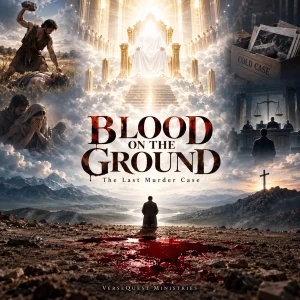 Blood on the Ground Bible study book poster on murder, innocent blood, judgment, Calvary, and biblical justice.