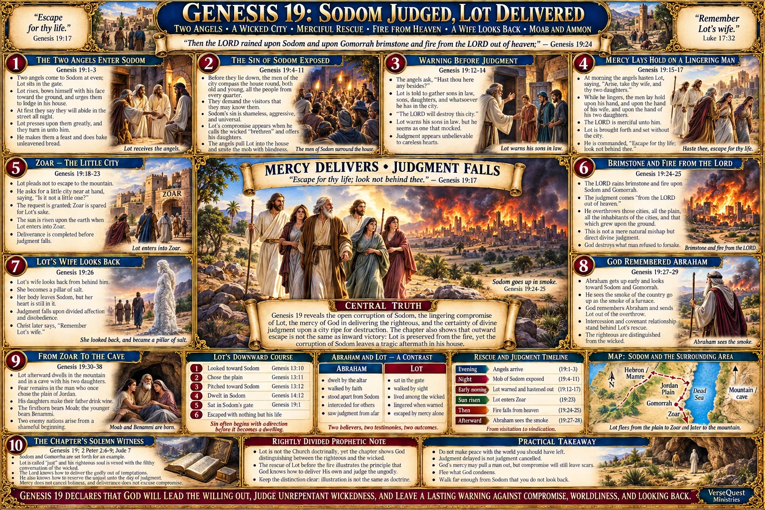 Genesis 19 – Sodom Judged, Lot Delivered: Two Angels, Fire from Heaven, Lot’s Wife, Zoar, Moab, and Ammon (KJV Bible Study Chart)