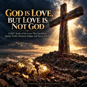 God Is Love But Love Is Not God KJV study book cover featuring a rugged cross and a cracked golden heart.