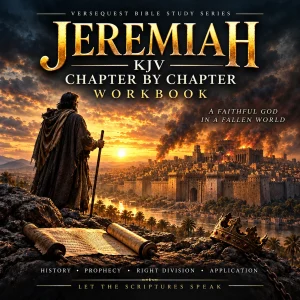 Jeremiah KJV Chapter-by-Chapter Workbook cover with prophet, scroll, crown, chains, and a burning ancient city.