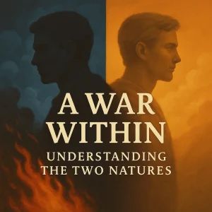 Spiritual battle illustration showing the believer's inner conflict between the flesh and Spirit—based on the two natures in the Christian life.