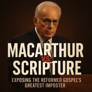 John MacArthur in background with bold title “MacArthur vs. Scripture – A 14-Part Series Exposing Reformed Theology Through Right Division and KJV Truth”