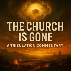 Dramatic apocalyptic-style artwork depicting the rapture and judgment with glowing skies, symbolizing the Tribulation after the Church is gone.