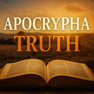 Open Bible with golden light and bold title “Apocrypha Truth”—visually symbolizing scriptural clarity over apocryphal confusion.