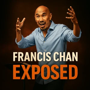Francis Chan preaching passionately with raised hands, used in a series exposing his doctrinal compromise, Eucharist confusion, and emotional mysticism.
