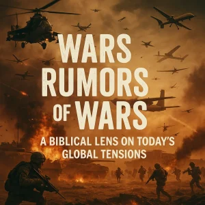 Dramatic battlefield scene with helicopters, drones, and soldiers under fire, illustrating global conflict through a biblical end-times lens.