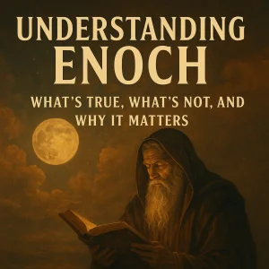 Poster for "Understanding Enoch" Bible study series exploring fallen angels, prophecy, judgment, and the Book of Enoch through a biblical lens.
