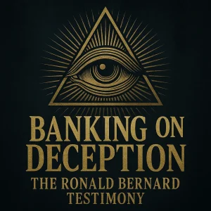 Banking on Deception cover image showing the all-seeing eye and global control theme from Ronald Bernard testimony series.