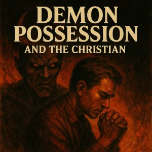 Illustration of spiritual warfare showing a Christian man tormented by demonic forces, highlighting the theme of possession and faith in Christ.