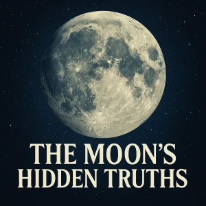 A cinematic poster of a glowing full moon with hidden map-like markings, radiating light across a starry firmament sky, series title overlayed.