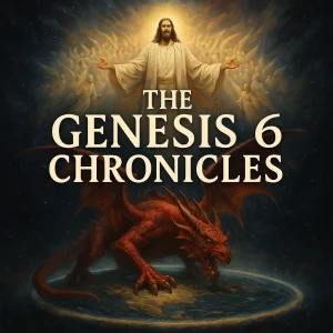 Realistic movie poster showing a fiery dragon falling beneath the light of the Lamb of God, symbolizing the final victory of Christ in The Genesis 6 Chronicles.