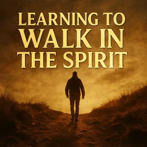 Silhouetted believer walking toward light on a glowing path symbolizing the spiritual journey of walking in the Spirit according to Scripture.