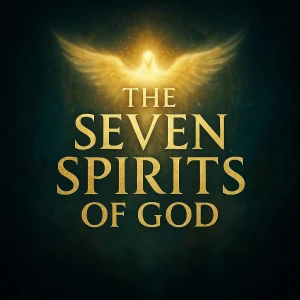 A glowing seven-branched flame rising from heavenly light, symbolizing the sevenfold fullness of the Spirit of God in divine power and revelation.