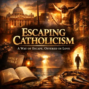 Escaping Catholicism series cover showing a biblical way of escape from Rome to Christ, Scripture, and salvation by grace through faith.