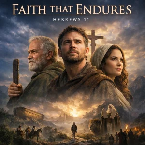 Faith That Endures series poster representing enduring faith, perseverance, obedience, and trust in God based on Hebrews 11.